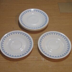 6 Corelle Snowflake Blue Garland 6 1/4"Saucers LivingWare by Corning